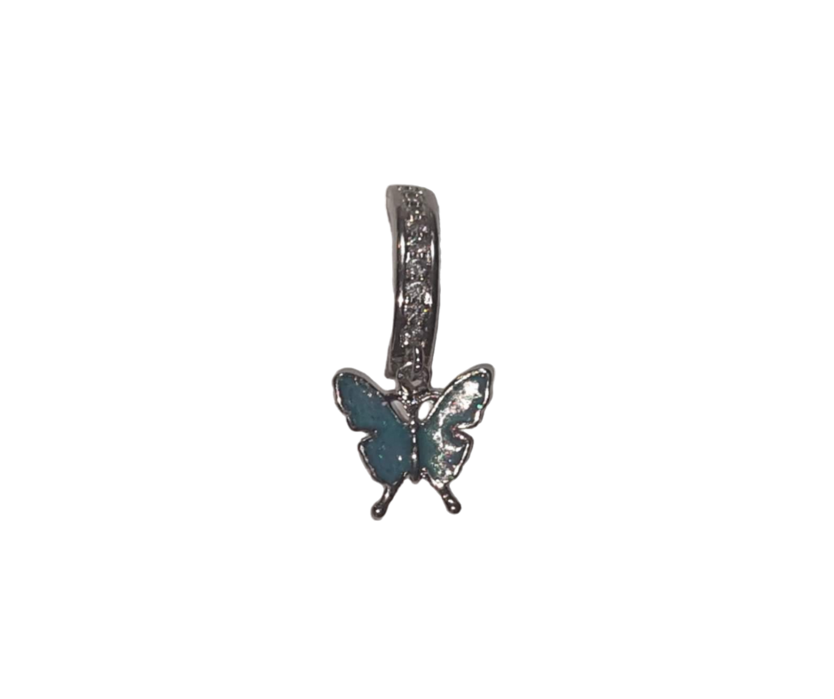 Pendentif papillon bleu avec strass