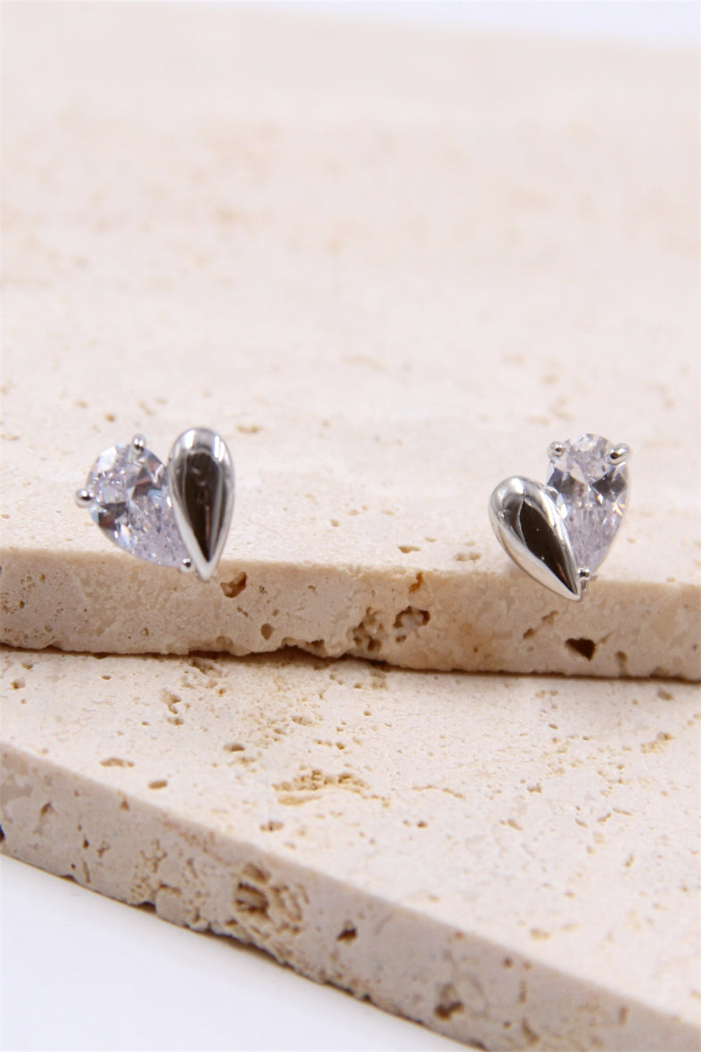 Boucle d'oreille cœur serti de cristal