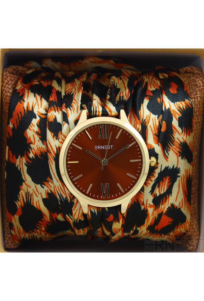Montre foulard léopard