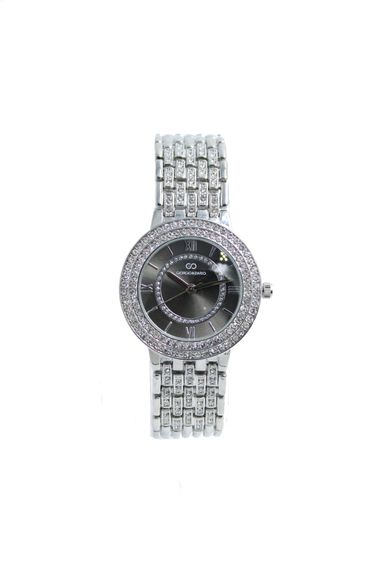 Montre argentée avec strass