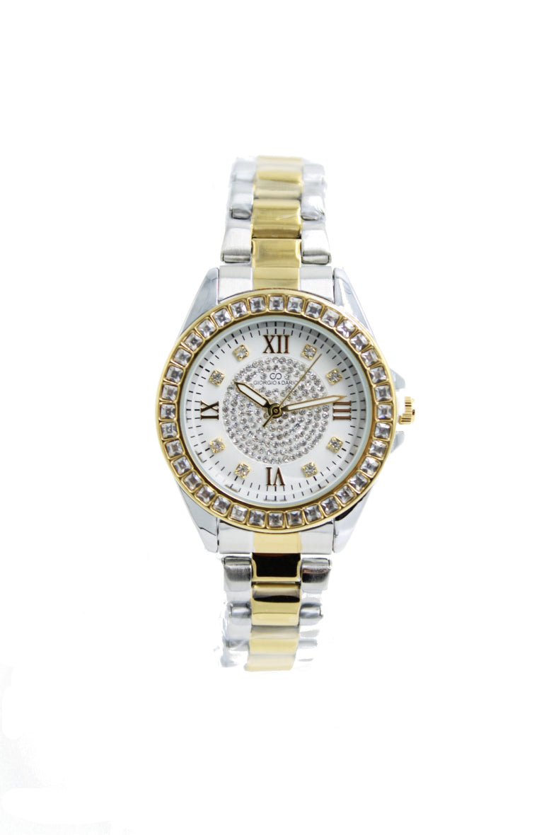 Montre argentée et dorée