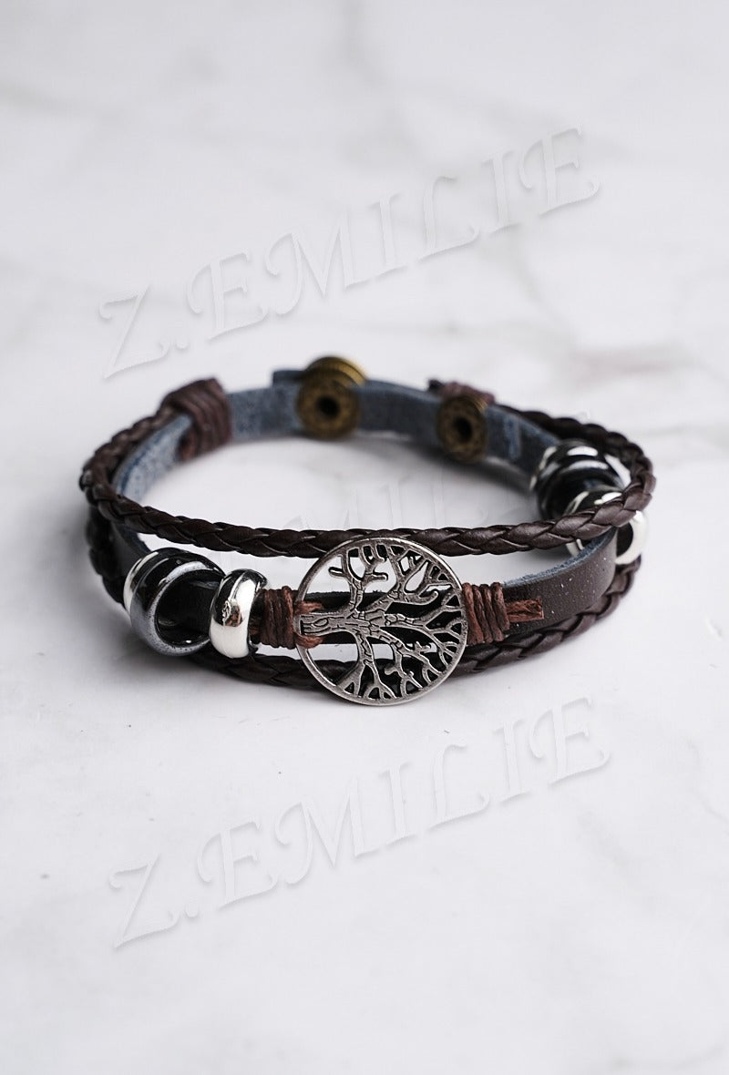 Bracelet cuir arbre de vie