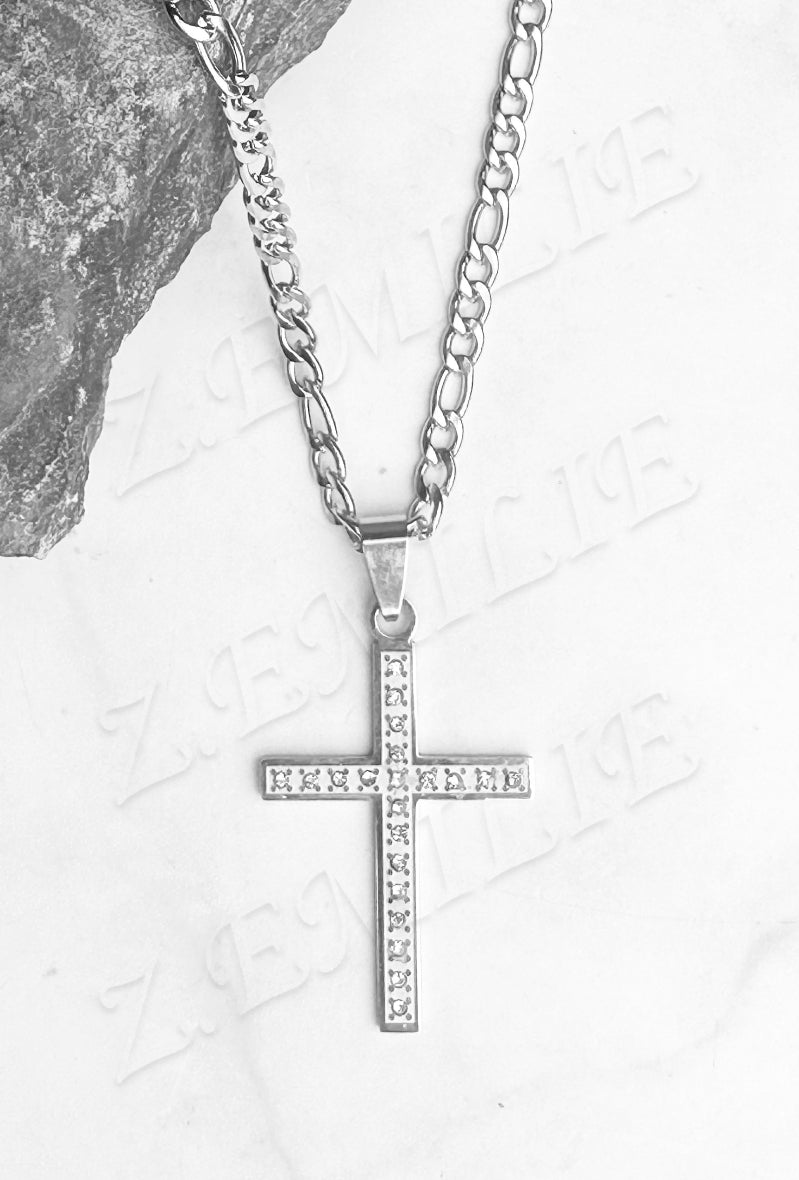 Collier pendentif croix 2 strass