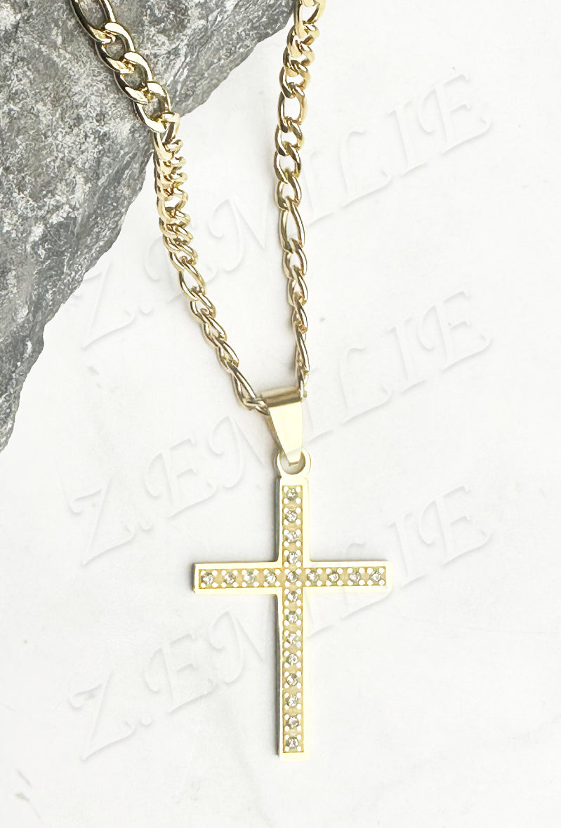 Collier pendentif croix 2 strass