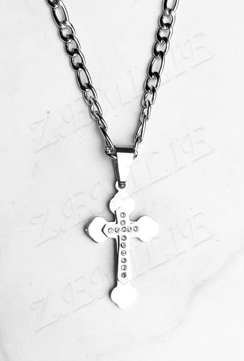 Collier pendentif croix 4 strass