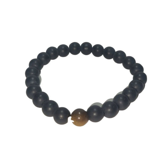 Bracelet Chakra perles noir et œil du tigre