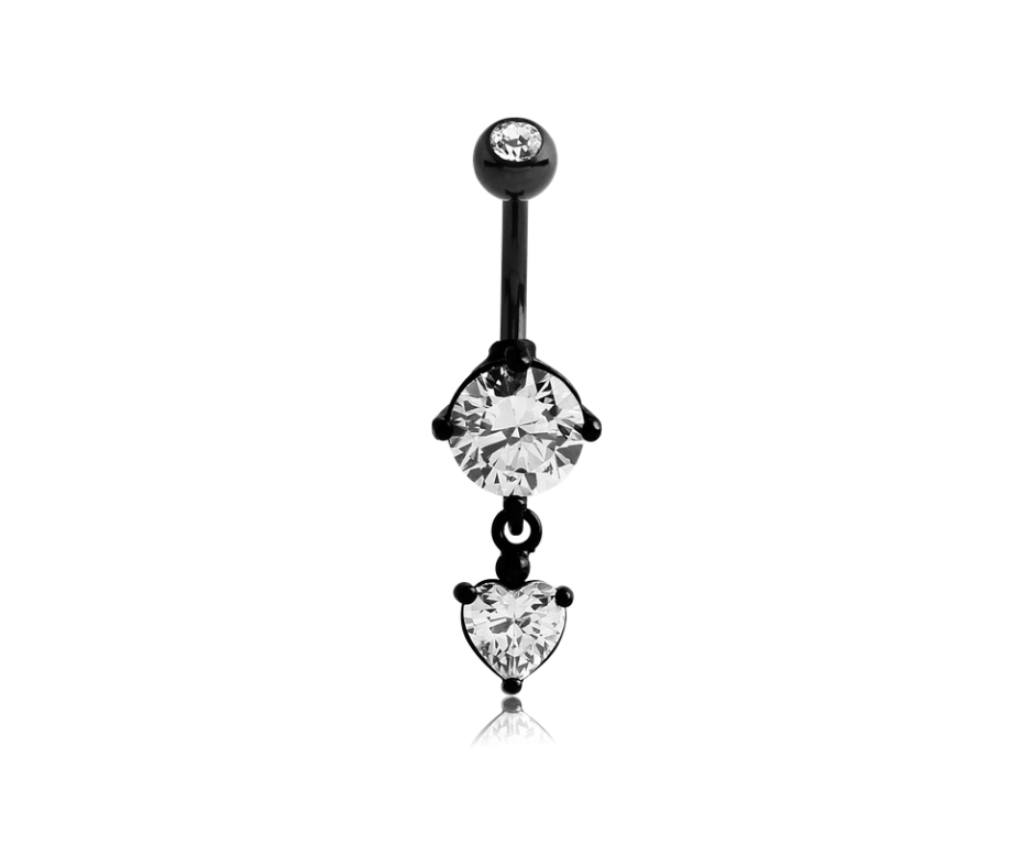 Noir pendentif cœur en pierre sertie